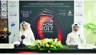 Ahmed Al Obaidli, Director of Exhibitions at Qatar Tourism Authority (left), and Ahmed Al Mulla, COO of Elan Entertainment Group, at the press conference in Doha yesterday.  Pic: Abdul Basit / The Peninsula