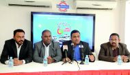 Officials of Al Rawabi Group of Companies at a press conference to announce a new sales promotion — Festive Drive. From Left: Shanavas Raja Salim, HR Manager; Faisal Panthalingal, Finance Manager; Muhammed Jamseer, Adminstration Manager; and Shiju M M, Bu