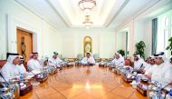 Emir H H Sheikh Tamim bin Hamad Al Thani, the Chairman of the Supreme Council for Economic Affairs and Investment, chairing the Council's second meeting of 2017 at the Emiri Diwan yesterday. 
