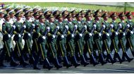 Chinese troops march as they take part in the parade