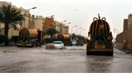 Water logging at Al Wukair area  during heavy rains in Qatar yesterday. (Photo by Kammutty VP)
