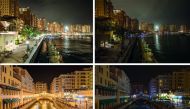 The Pearl-Qatar before (left) switching off, and during (right) Earth Hour on Saturday.