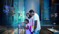 A family participating in the treasure hunt.