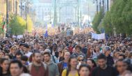 People protest against Prime Minister Viktor Orban's efforts to force a George Soros-founded university out of the country in Budapest, Hungary, April 2, 2017. REUTERS/Bernadett Szabo

