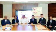 Salem Al Mannai (third left), Deputy Group President & CEO of Qatar Insurance Company (QIC) MENA, with other officials, at a media briefing at the QIC headquarters in Doha yesterday. Pic: Salim Matramkot /The Peninsula