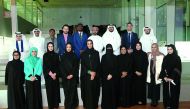 H E Sheikha Hind bint Hamad Al Thani with members of QatarDebate’s Elite Academy. 
