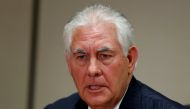 U.S. Secretary of State Rex Tillerson makes a statement about the visit of China's President Xi Jinping and about the situation in Syria, at Palm Beach International Airport in West Palm Beach, Florida, U.S., April 6, 2017. REUTERS/Joe Skipper
