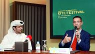 Mohamed Al Suwaidi, CEO, Aspire Zone Foundation, and Ivan Bravo, Director General of Aspire Academy, addressing the media at the Torch Hotel yesterday. Pic: Qassim Rahmatullah / The Peninsula