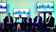 Stavros Yiannouka (left), CEO, WISE, leads a panel on 21st century skills at the World Strategic Forum in Miami, USA.