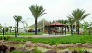 A view of Al Kaaban Park that opened to the public yesterday. The family park has sunshades and rubber flooring in playgrounds. It also has a fountain and walking trails.
