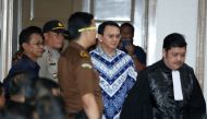 Jakarta's Christian governor Basuki Tjahaja Purnama, popularly known as Ahok, arrives at a courtroom for his verdict and sentence in his blasphemy trial in Jakarta on May 9, 2017. (Isra Triansyah/ Sindonews.com / Anadolu Agency)