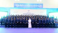 Prime Minister and Interior Minister H E Sheikh Abdullah bin Nasser bin Khalifa Al Thani at the graduation ceremony at the Police College, held at the College's headquarters, yesterday.

