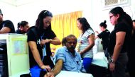 A worker availing free medical check-up at the annual HERO Qatar Medical Mission held at Al Aamal Services Camp in Al Shahaniyya yesterday.