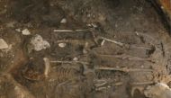 Two skeletons dating from the 5th century were found under the walls of the Wolseong, or Moon Castle, in Gyeongju in South Korea, the capital of the former Silla kingdom. - Gyeongju National Research Institute of Cultural Heritage/AFP.