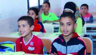 Syrian children of displaced families in an educational facility provided by RAF in northern part of Syria.