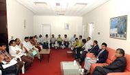 File photo of George Joseph (extreme right) sitting with one of those Open Houses at Indian Embassy