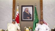 A handout photo made available by the Saudi press Agency shows the Custodian of the Two Holy Mosques King Salman bin Abdulaziz al-Saud of Saudi Arabia (R) meeting with HH the King of Bahrain Hamad bin Issa al-Khalifa in Jeddah on June 7, 2017.  AFP/ Banda