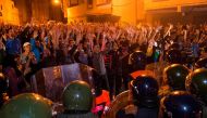 Protesters stand off before police during a demonstration against corruption, repression and unemployment in Al Hoseima, Morocco, June 10, 2017. AFP / FADEL SENNA