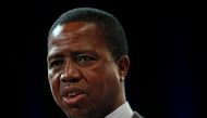 Zambian President Edgar Lungu reacts after participating in a discussion at the World Economic Forum on Africa 2017 meeting in Durban, South Africa May 4, 2017. REUTERS/Rogan Ward.
