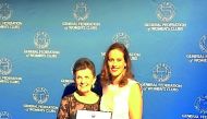 Aela Callan receiving the Jane Cunningham Croly Award for Excellence in Journalism.