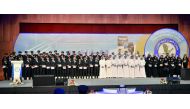 Minister of Transport and Communications H E Jassim bin Saif Al Sulaiti and Chairman of QAC, H E Sheikh Jabor bin Hamad Al Thani during the Graduation Ceremony of Class of 2016-2017 of Qatar Aeronautical College, which took place at QNCC yesterday. Pic: B