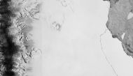 A section of an iceberg – about 6,000 sq km – broke away as part of the natural cycle of iceberg calving off the Larsen-C ice shelf in Antarctica in this satellite image released by the European Space Agency on July 12, 2017. Courtesy ESA/Handout via REUT