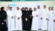 Minister of Public Health H E Dr Hanan Mohamed Al Kuwari with officials of HMC and PHCC during the launch of ‘Tamim Al Majd’ images. 
