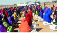Affected people with relief goods provided by Eid Charity in Somaliland. 