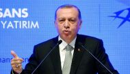 Turkish President Tayyip Erdogan speaks during a ceremony in Istanbul, Turkey, July 21, 2017. REUTERS/Murad Sezer