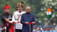 India's new President Ram Nath Kovind inspects an honour guard after being sworn in at the Rashtrapati Bhavan presidential palace in New Delhi, India July 25, 2017. (REUTERS/Cathal McNaughton)