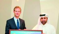 Belgian Ambassador Christophe Payot with Katara General Manager Dr Khalid bin Ibrahim Al Sulaiti yesterday. 