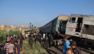 Security forces inspect the site after two trains collided in Khorshid district of Alexandria, Egypt on August 11, 2017. (Ahmed Abd Alkawey - Anadolu Agency)