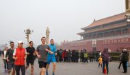 (file photo) Mark Zuckerberg, Facebook’s chief executive, jogging in Beijing’s Tiananmen Square last year. AFP