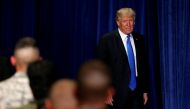 U.S. President Donald Trump arrives to announce his strategy for the war in Afghanistan during an address from Fort Myer, Virginia, U.S., August 21, 2017. REUTERS/Joshua Roberts
