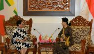 Indonesian Foreign Minister Retno Marsudi (L) meeting with Myanmar's State Counselor Aung San Suu Kyi (R) in Naypyidaw on September 4, 2017. AFP Photo / Myanmar Ministry Of Foreign Affairs
