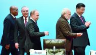From L-R: South Africa's President Jacob Zuma, Brazilian President Michel Temer, Russian President Vladimir Putin, Indian Prime Minister Narendra Modi, and Chinese President Xi Jinping attend the BRICS Business Council and signing ceremony at the BRICS Su