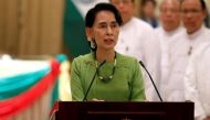 FILE PHOTO: Myanmar State Counselor Aung San Suu Kyi talks during a news conference with India's Prime Minister Narendra Modi in Naypyitaw, Myanmar September 6, 2017. REUTERS/Soe Zeya Tun.