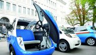 A Microlino electric car is seen at the world’s biggest electric vehicle rally, the WAVE Trophy, in Zurich, in this file picture.