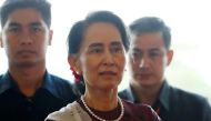 Myanmar State Counselor Aung San Suu Kyi arrives to deliver a speech to the nation over Rakhine and Rohingya situation, in Naypyitaw, Myanmar September 19, 2017. REUTERS/Soe Zeya Tun.