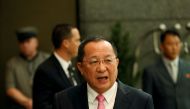North Korean Foreign Minister Ri Yong-ho walks to speak to the media outside the Millennium hotel New York, U.S., September 25, 2017. REUTERS/Shannon Stapleton
