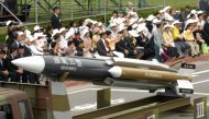 This picture from 2007 shows a model of the home-grown supersonic Hsiung-feng III (Brave Wind) ship-to-ship missile in Taipei.