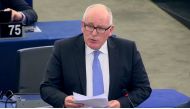 European Commission First Vice-President Frans Timmermans speaks as members of the European Parliament debate the ongoing situation in Catalonia, three days after the banned referendum on a split from Spain, in Strasbourg, France, October 4, 2017. Still p