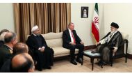 A handout photo provided by the office of Iran's supreme leader Ayatollah Ali Khamenei shows him (R) and President Hassan Rouhani (L) meeting with Turkish President Recep Tayyip Erdogan in Tehran on October 4, 2017.  AFP / Iranian Supreme Leader's Website