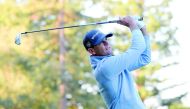 Brendan Steele plays his shot from the 12th tee during the first round of the Safeway Open at the North Course of the Silverado Resort and Spa on Thursday in Napa, California.
