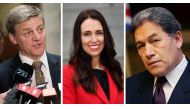 This combination file photo created on September 25, 2017 shows New Zealand's then-Deputy Prime Minister Bill English (L) in Wellington on December 5, 2016, leader of the Labour Party Jacinda Ardern (C) in Wellington on August 1, 2017 and New Zealand's th