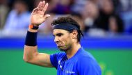 Shanghai Masters tennis tournament - Finals - Shanghai, China - October 15, 2017 - Rafael Nadal of Spain reacts during the match against Roger Federer of Switzerland. REUTERS/Aly Song