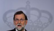 Spanish Prime Minister Mariano Rajoy gives a press conference after a crisis cabinet meeting at the Moncloa Palace on October 21, 2017 in Madrid.  AFP / GABRIEL BOUYS
