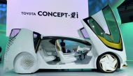 Toyota Concept-AI is on display at the Toyota booth during the Tokyo Motor Show in Tokyo on October 25, 2017. The motor show which started October 25 will last November 5.  AFP / Toshifumi Kitamura