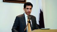 Pakistan Ambassador Shahzad Ahmad speaking during the Kashmir Solidarity Day in Doha, yesterday.