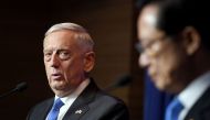 US Secretary of Defense Jim Mattis (L) and South Korea's Defence Minister Song Young-Moo hold a joint press conference after the Security Consultative Meeting (SCM) at the Defence Ministry in Seoul on October 28, 2017.  AFP / pool / JUNG Yeon-Je
